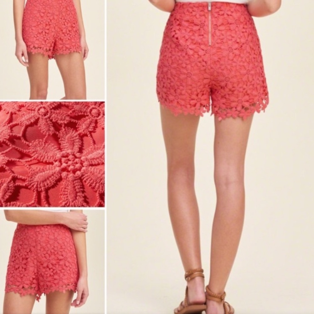 Hollister Floral Lace Coral Shorts Size 1